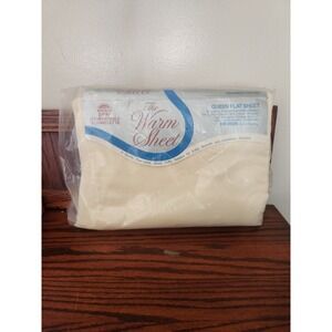 Vintage Bibb The Warm Sheet Flannelette Queen Flat Sheet Off‎ White NOS USA